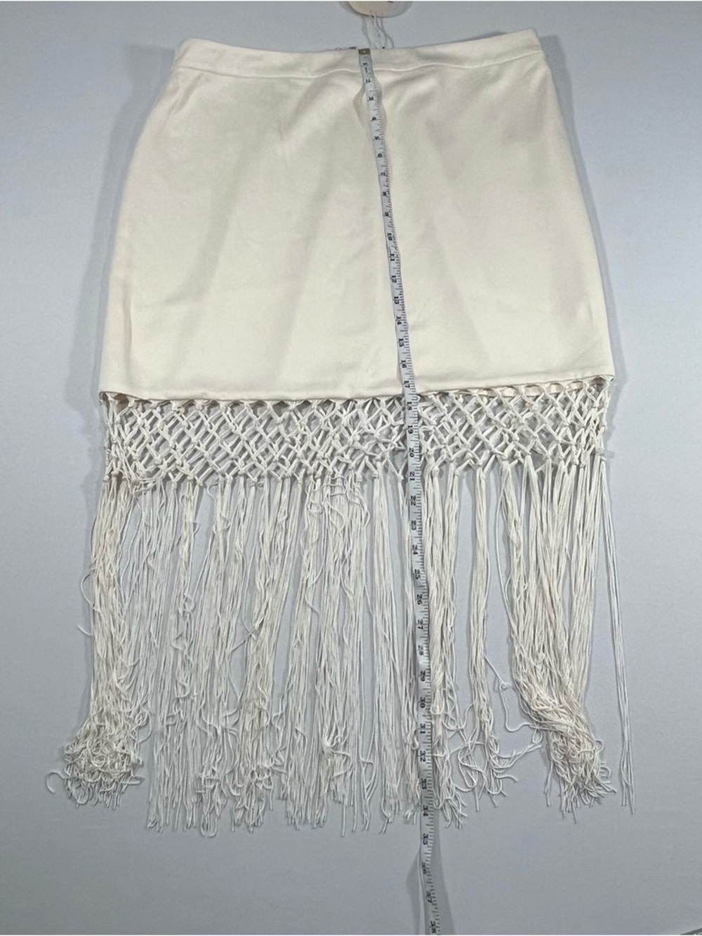 Camila Coelho Mora Fringe Mini Skirt Pearl White Satin NWT XL Festival - Picture 5 of 9